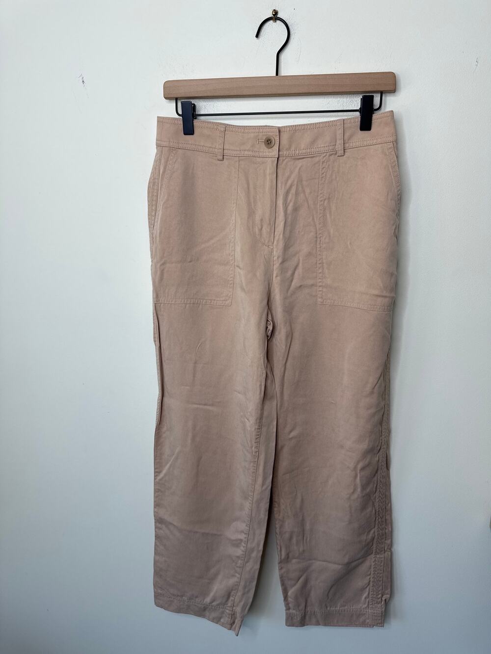 J.CREW Drapey viscose-blend twill pant Khaki Brown Size 6